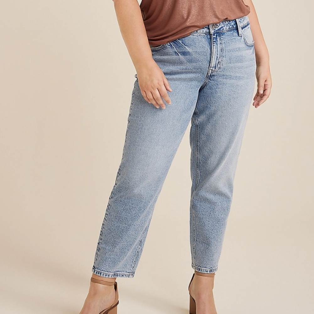 BNWT Maurice’s edgely Sparkle Embellished High Rise Ankle Slim Straight Jeans